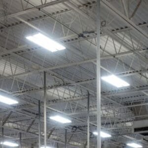 LED lighting upgrade in commercial warehouse for energy efficiency.