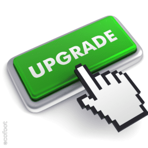 Green “UPGRADE” button with a hand cursor pointing to it.