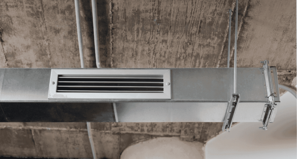 Rinnai ducted air conditioning system installed in the ceiling space, providing efficient reverse cycle heating and cooling for Australian homes.
