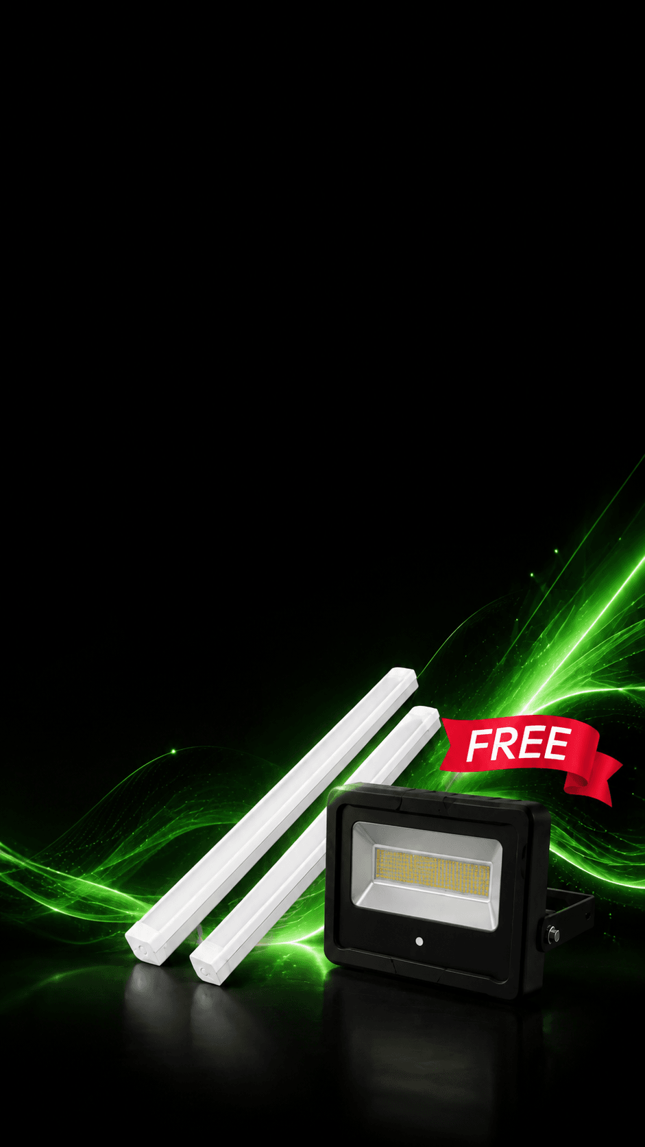 Free LED lighting upgrade banner with LED battens and flood light under VEU