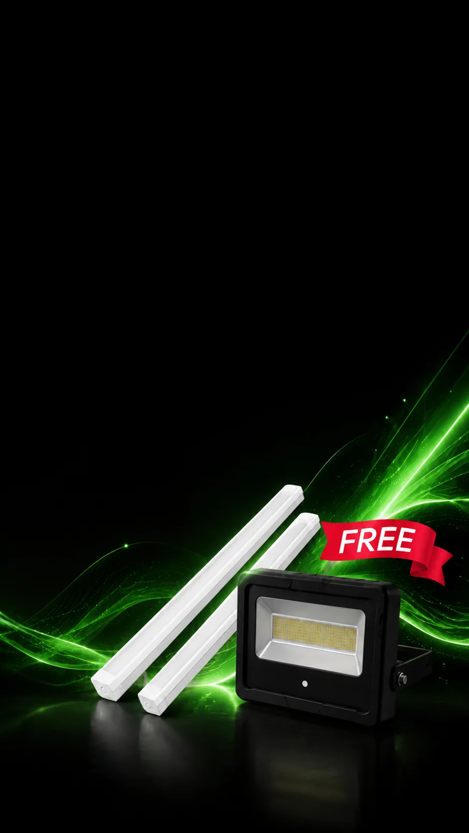 Free LED lighting upgrade banner with LED battens and flood light under VEU