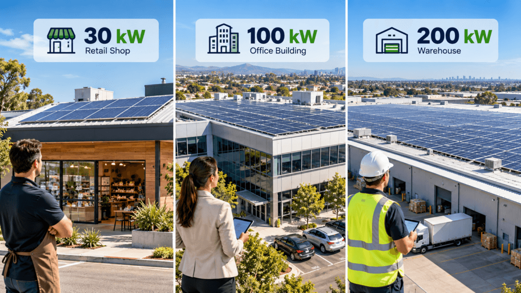 Comparison of 30 kW to 200 kW commercial solar systems for VEU rebate eligibility in Victoria